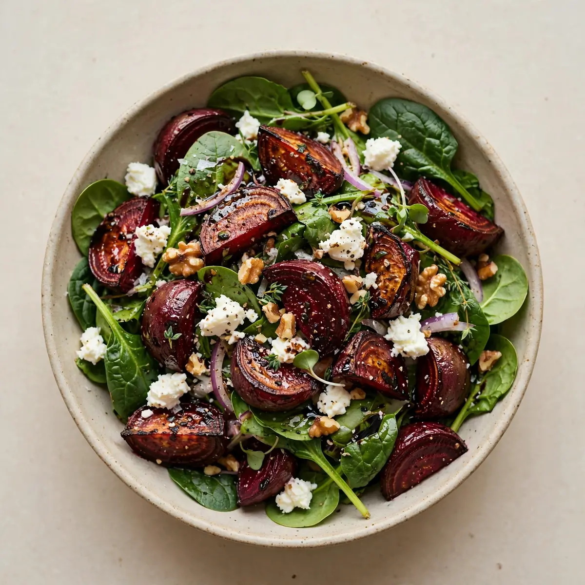 Budget Batch Meal Prep: Spinat-Rote-Bete-Salat mit Ziegenkäse