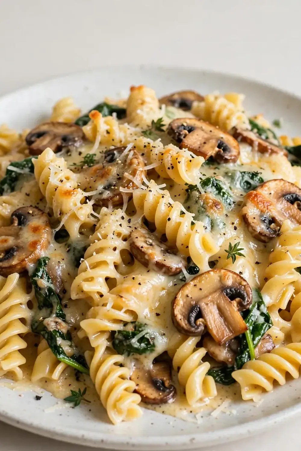 Cheesy Mushroom and Spinach Rotini