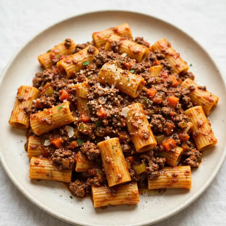 Budget Beef Bolognese mit Rigatoni zum Vorkochen