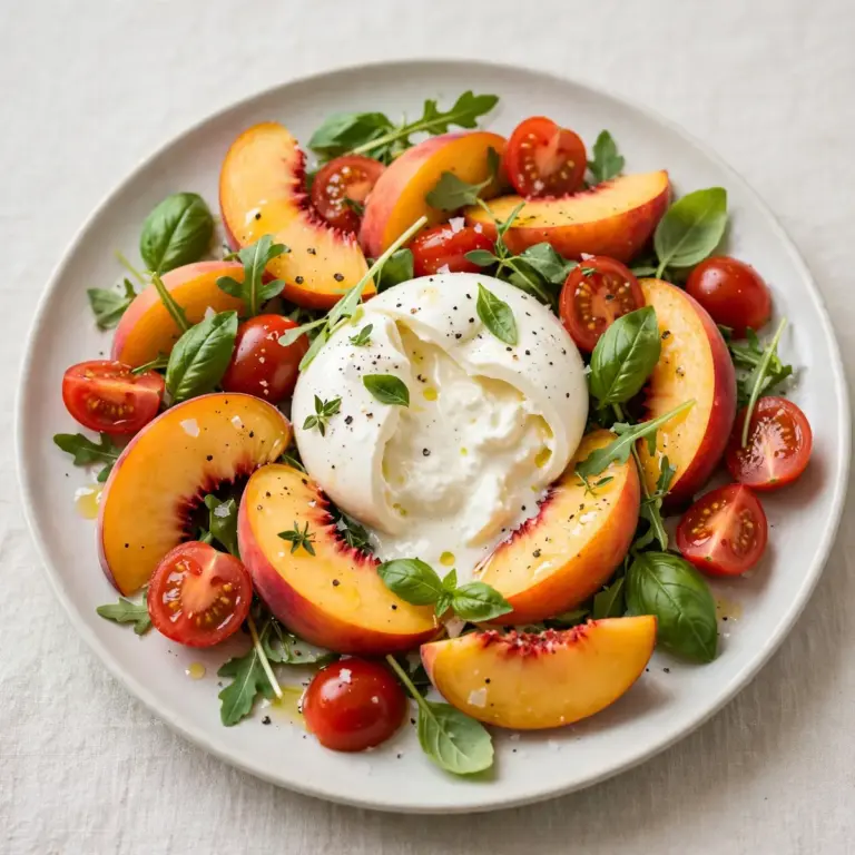 Budget Burrata Salat: Pfirsich-Tomaten Meal Prep für 3 Tage