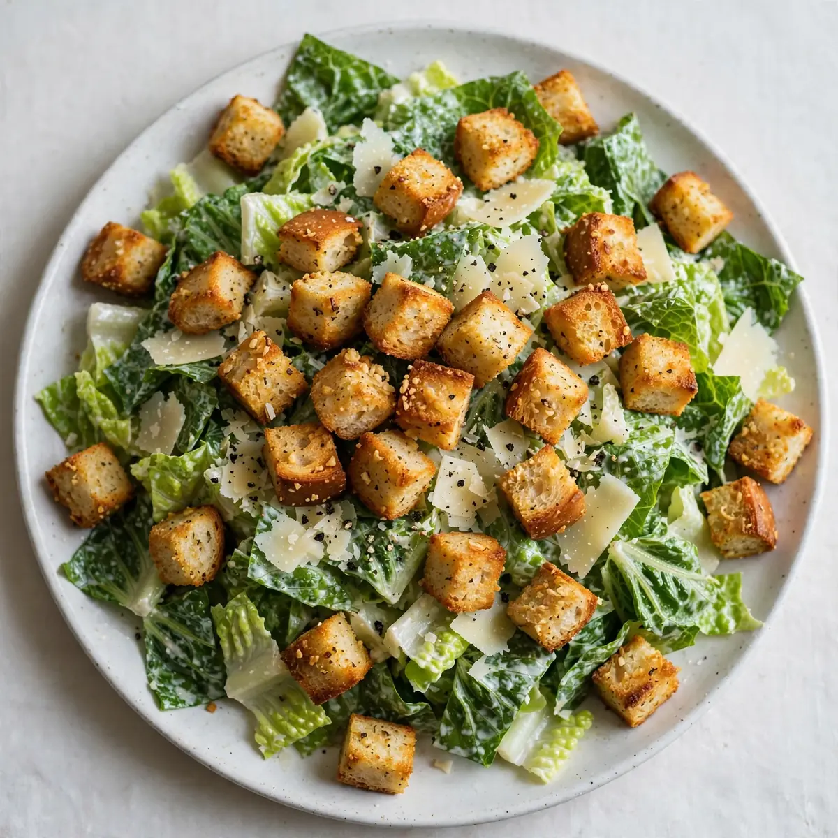 Budget Caesar Salad mit Knoblauch-Croutons für 4 Tage Meal Prep
