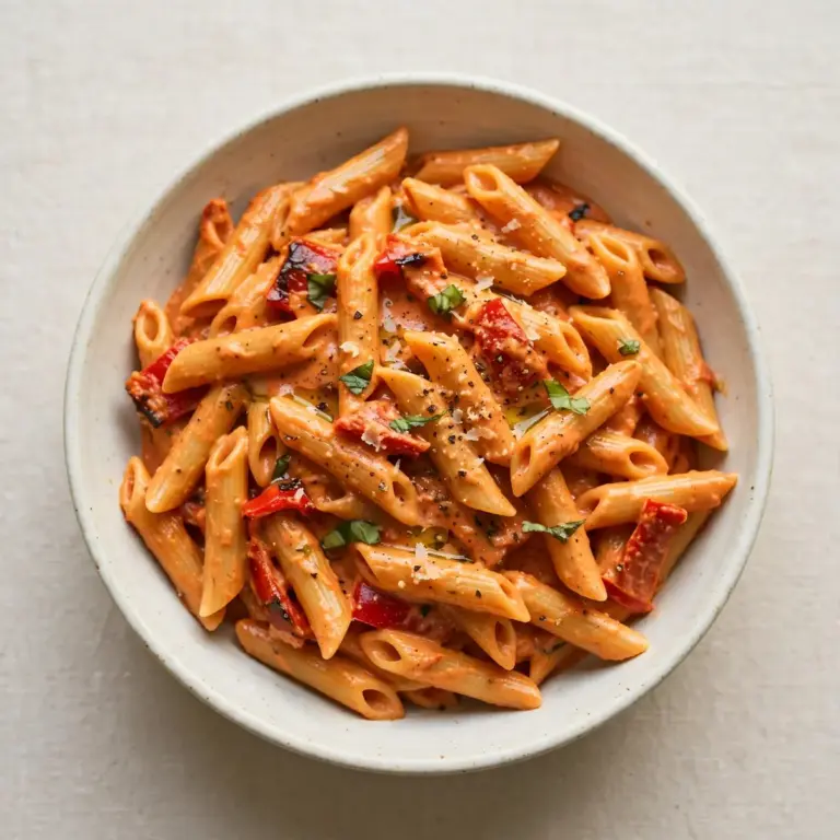 Budget Cremige Rote Paprika-Penne Für Die Ganze Woche