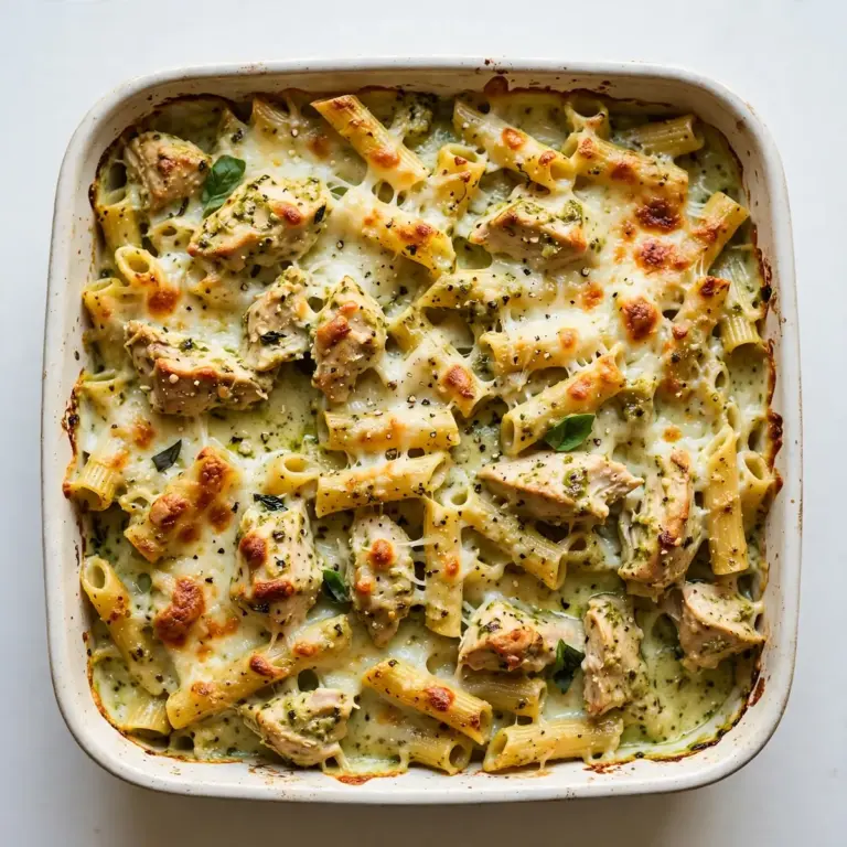 Budget Cremiges Pesto-Hähnchen-Pasta-Bake für die Meal Prep Woche