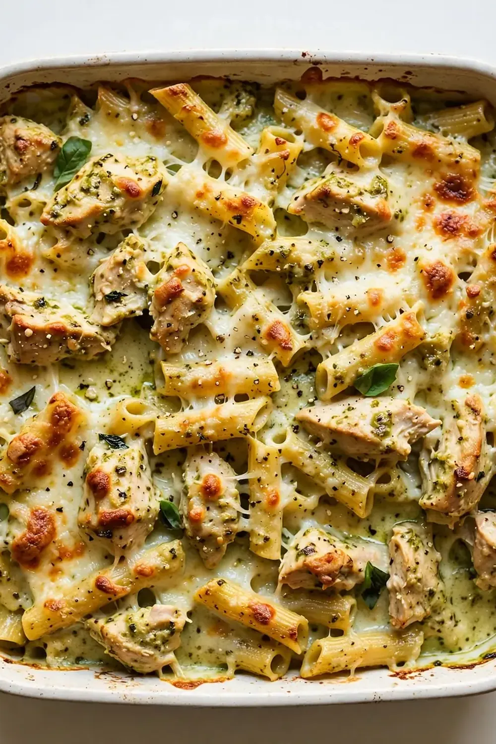 Creamy Pesto Chicken Pasta Bake