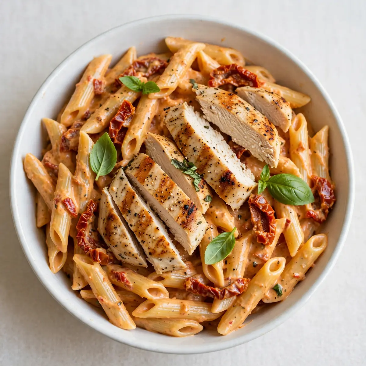 Budget Cremiges Sonnengetrocknete-Tomaten-Hähnchen-Penne zum Vorkochen