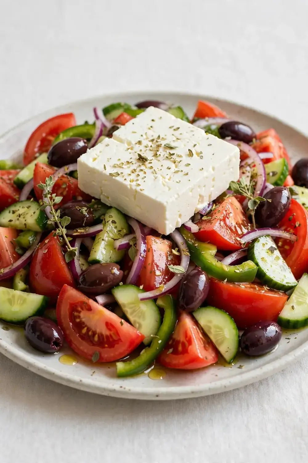 Traditional Greek Salad with Block Feta
