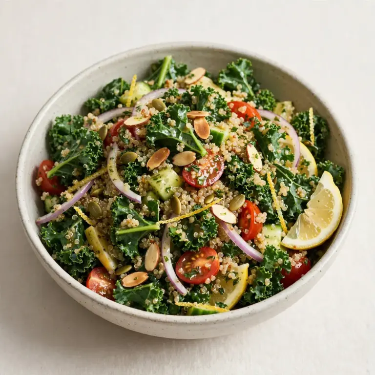 Budget-Grünkohl-Quinoa-Salat mit Zitronen-Vinaigrette zum Vorkochen