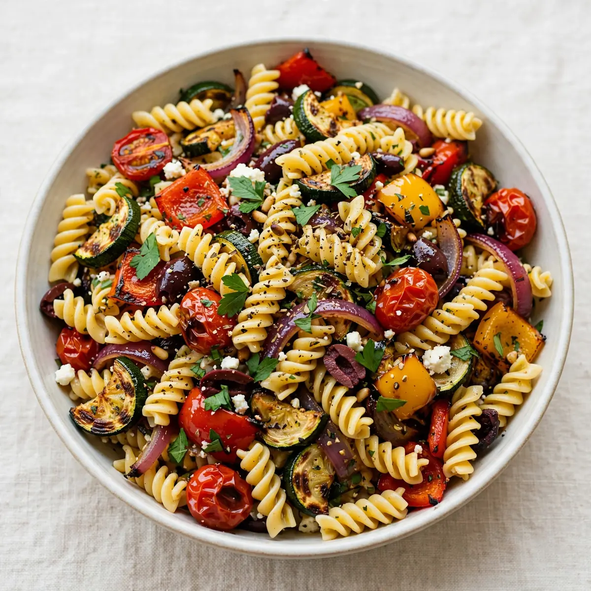 Budget Meal Prep: Geröstetes Gemüse-Rotini-Nudelsalat