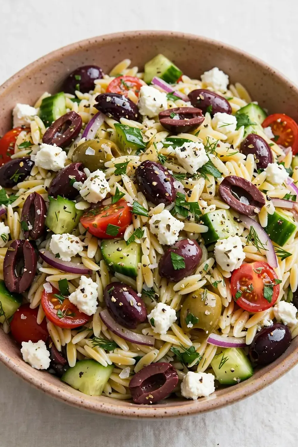 Mediterranean Orzo Salad with Feta and Olives