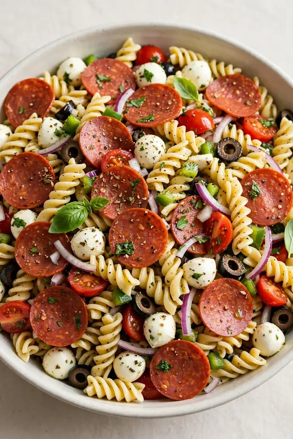 Classic Italian Pasta Salad (Beef Pepperoni & Mozzarella)