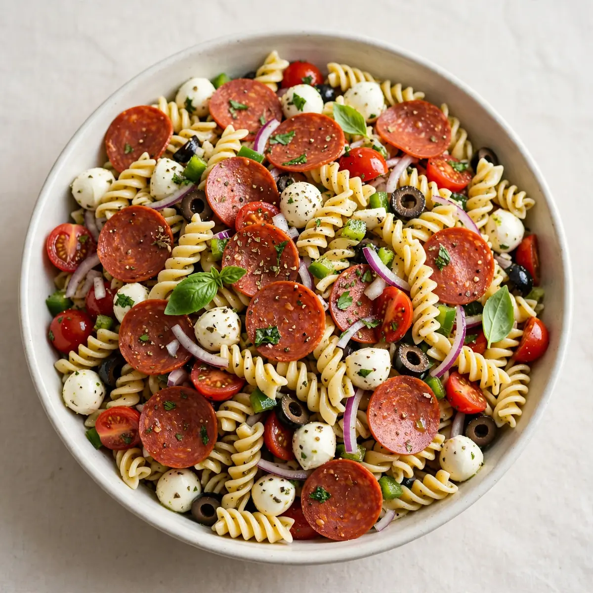 Budget Pasta-Salat Meal Prep mit Beef Pepperoni