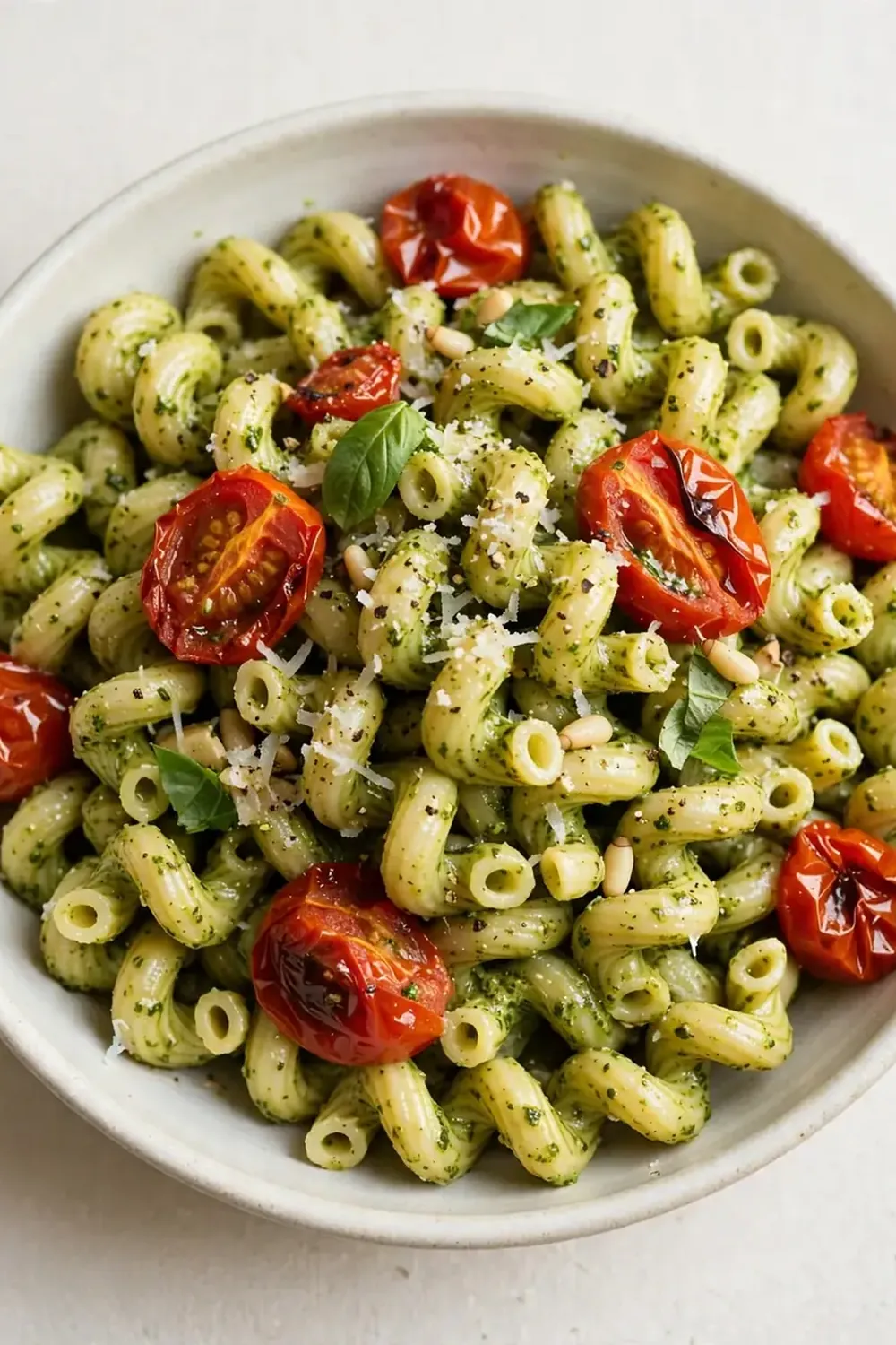 Pesto Cavatappi with Roasted Cherry Tomatoes