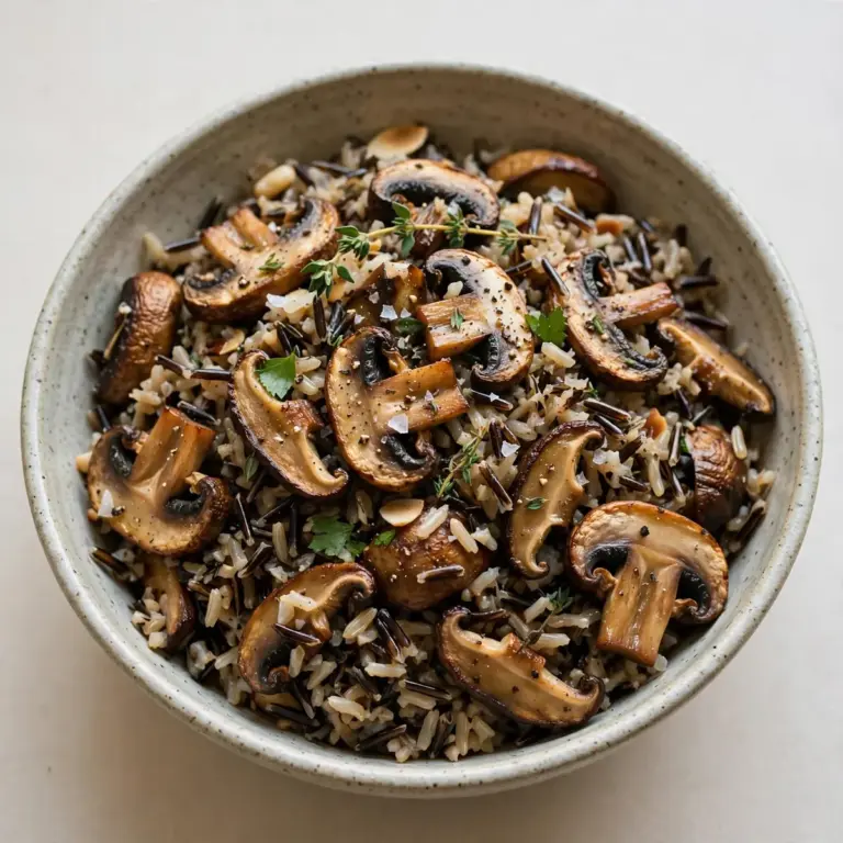 Budget Wild Rice Bowl mit gerösteten Pilzen – 3€ pro Portion Meal Prep