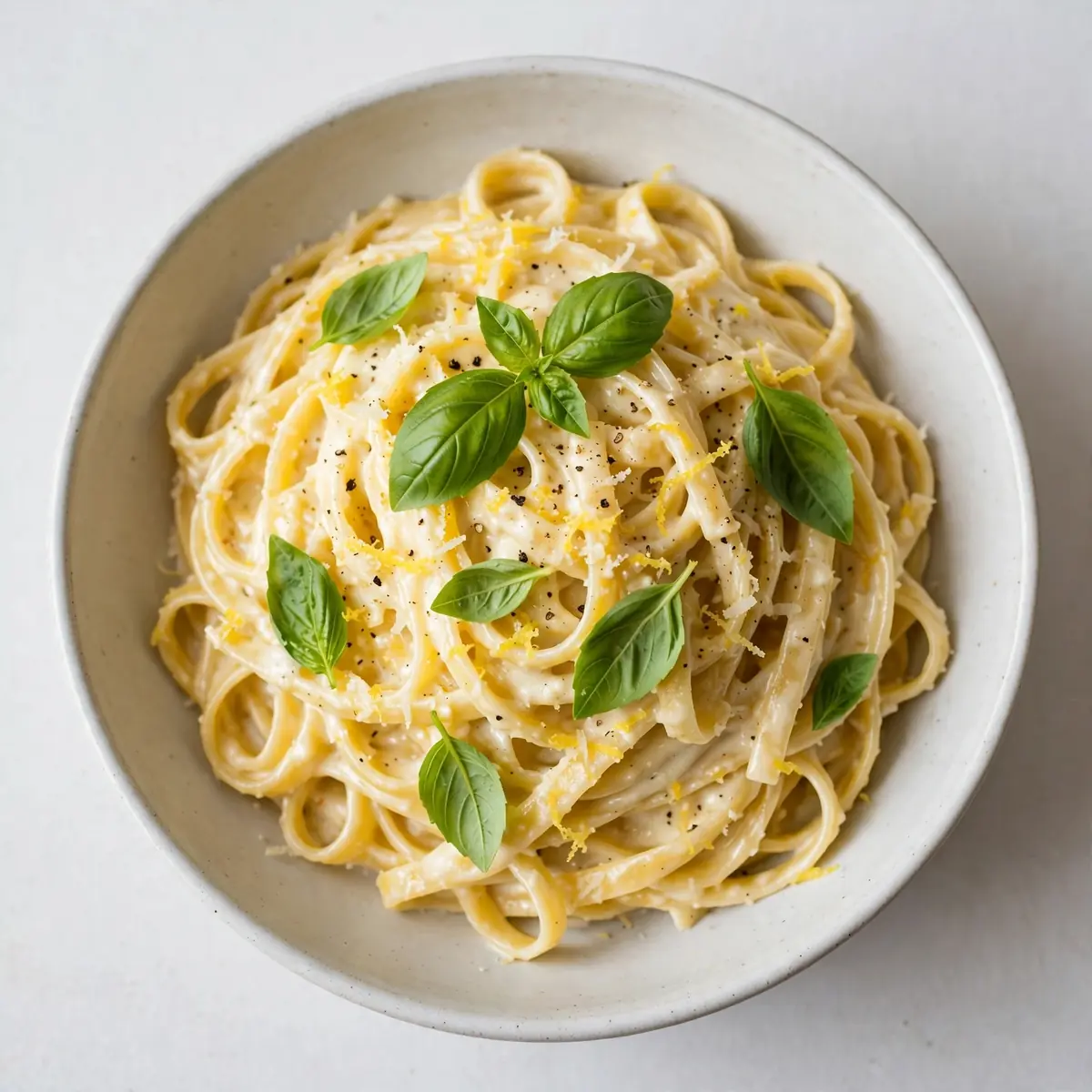 Cremige Zitronen-Pasta mit frischem Basilikum