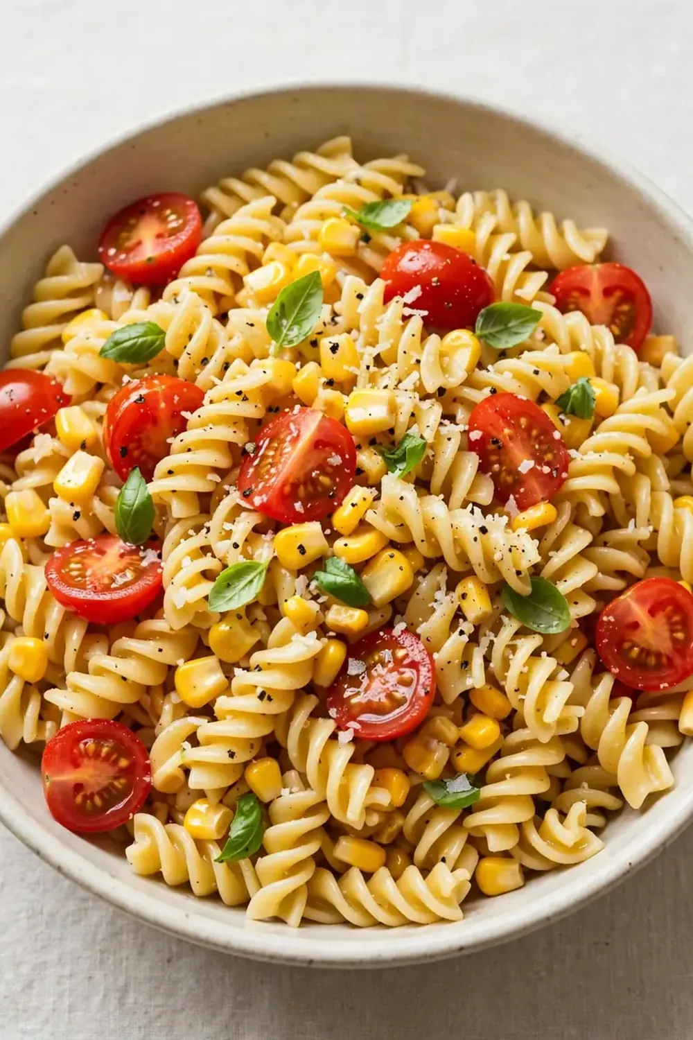 fresh corn pasta cherry tomatoes