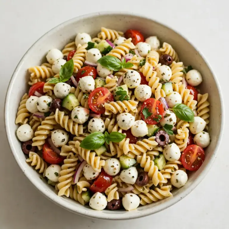 Frischer Nudelsalat mit Mozzarella-Perlen