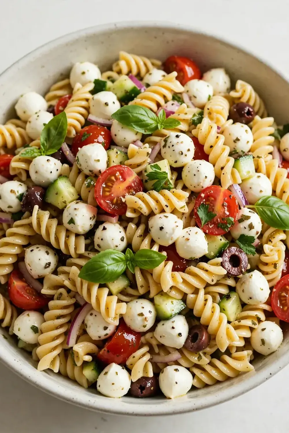 pasta salad fresh mozzarella pearls