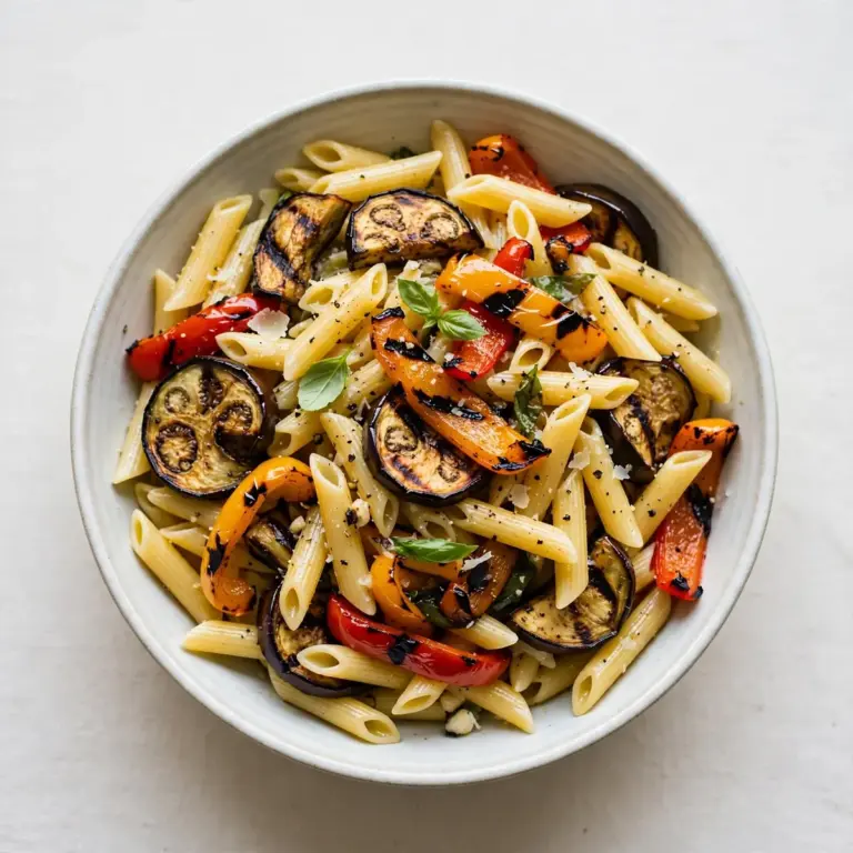 Gegrillte Auberginen-Paprika-Pasta