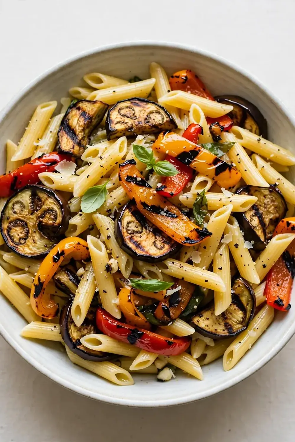 pasta grilled eggplant bell peppers
