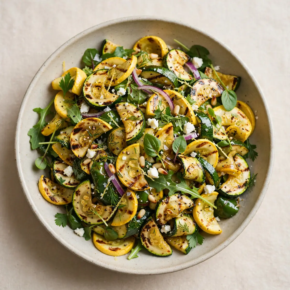 Günstiger Meal Prep: Gegrillte Zucchini- und Kürbissalat