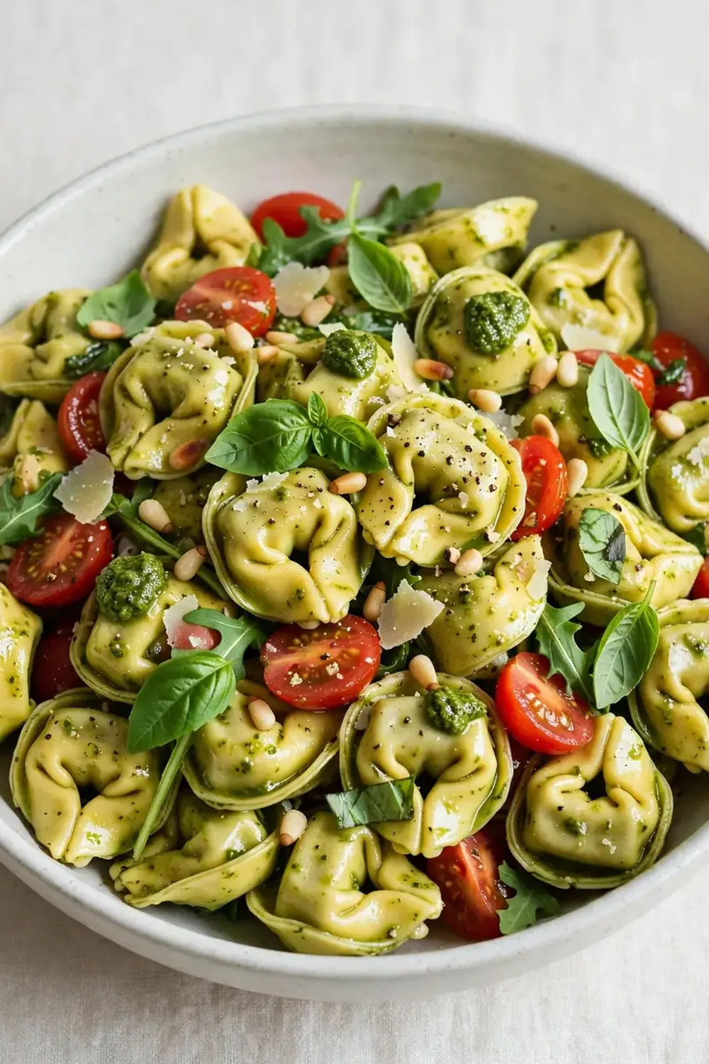 cold tortellini salad with pesto