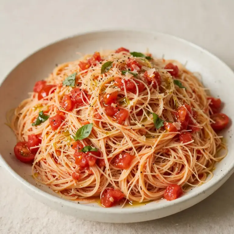 Leichte Capellini mit frischer Tomatensoße