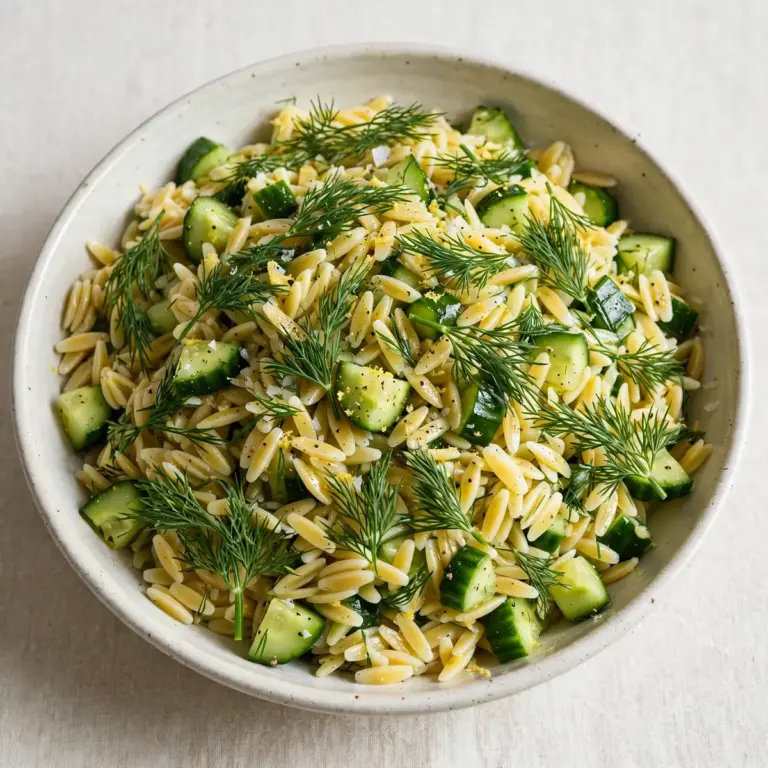 Orzo-Salat mit Gurken und frischem Dill