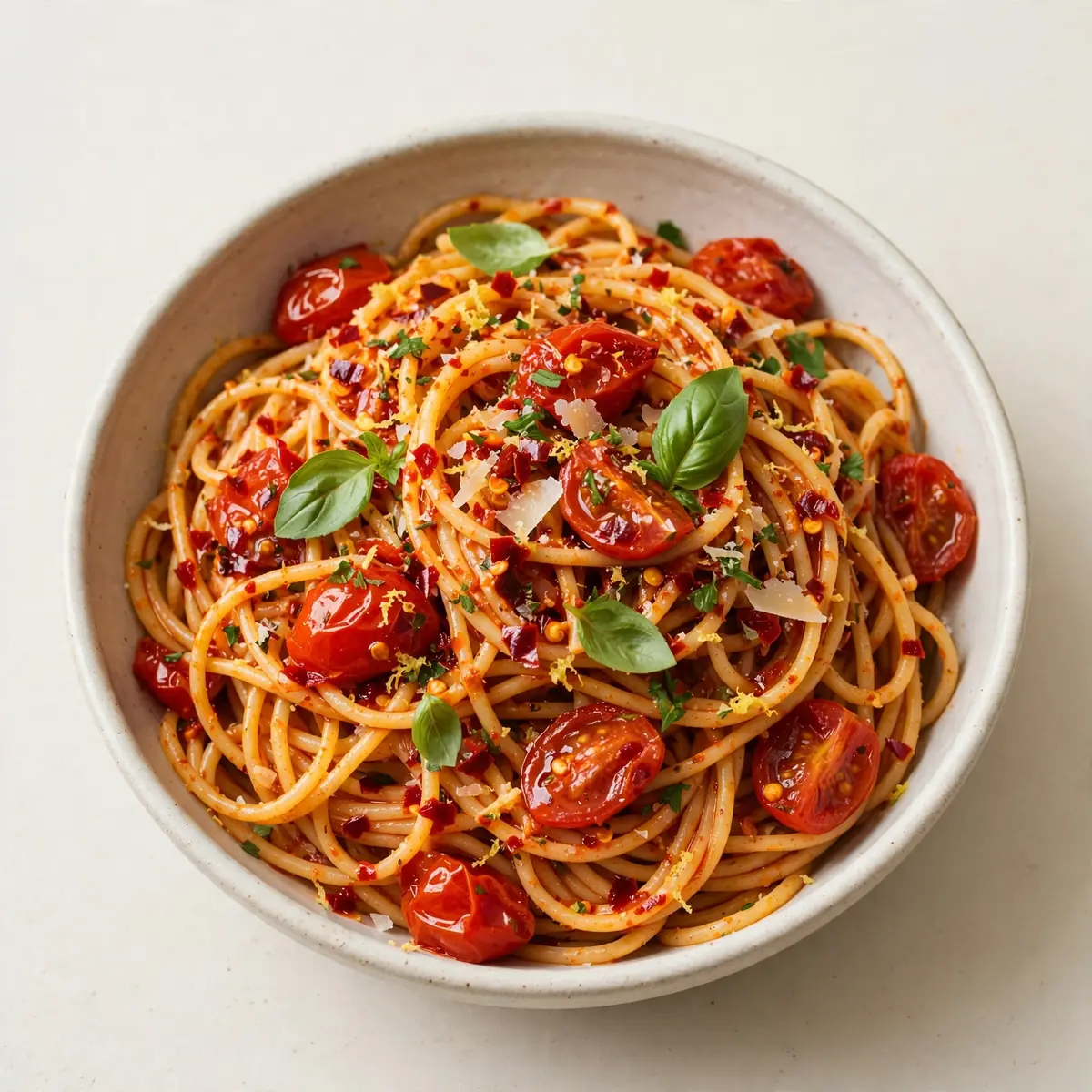 Scharfe Calabria-Chili-Pasta mit Sommergemüse