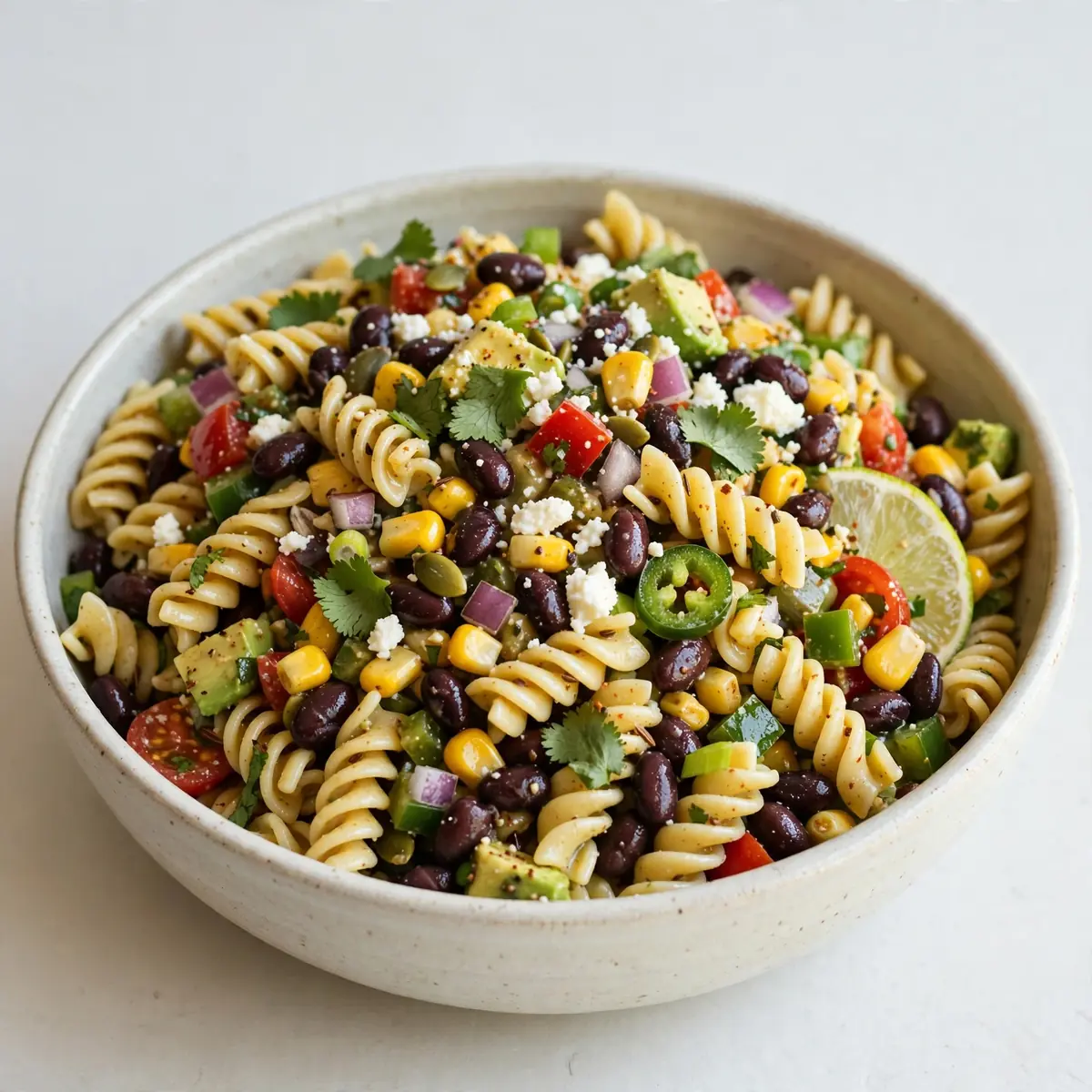 Würziger Südwesten Black-Bean-Pasta-Salat: Günstiges Meal Prep