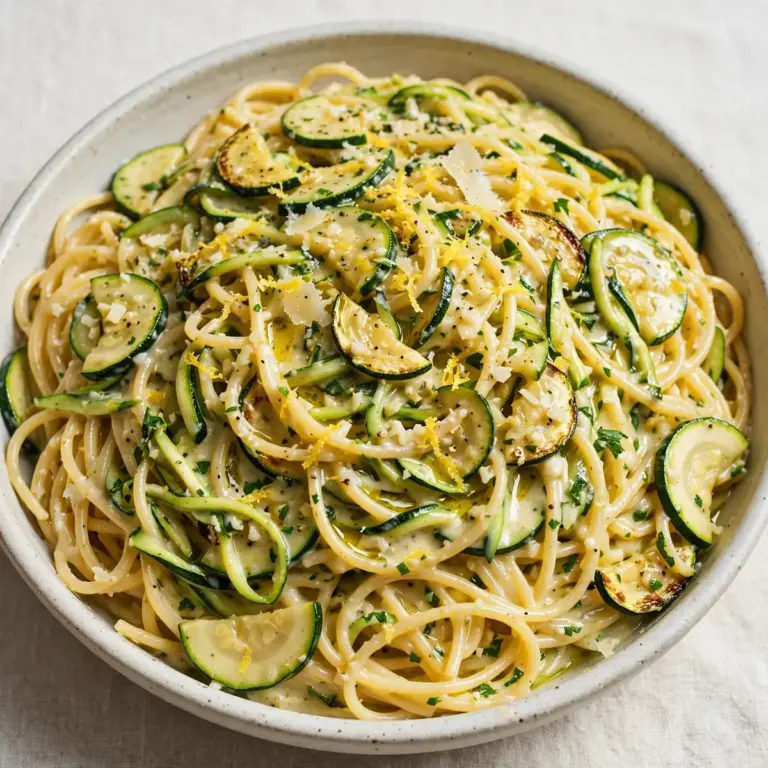Zucchini-Pasta mit Zitronen-Knoblauch-Soße