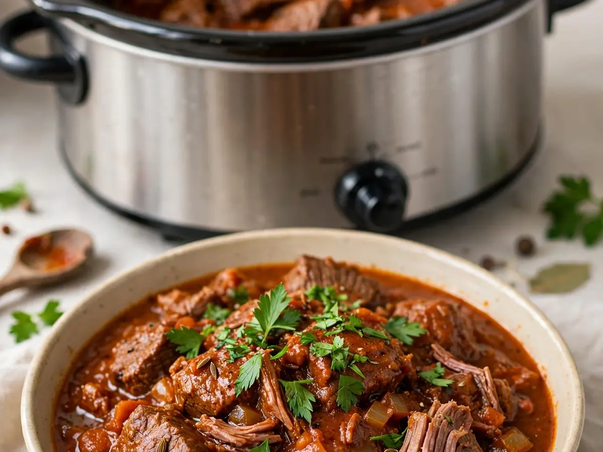 Rindergulasch im Slow Cooker: zart und aromatisch