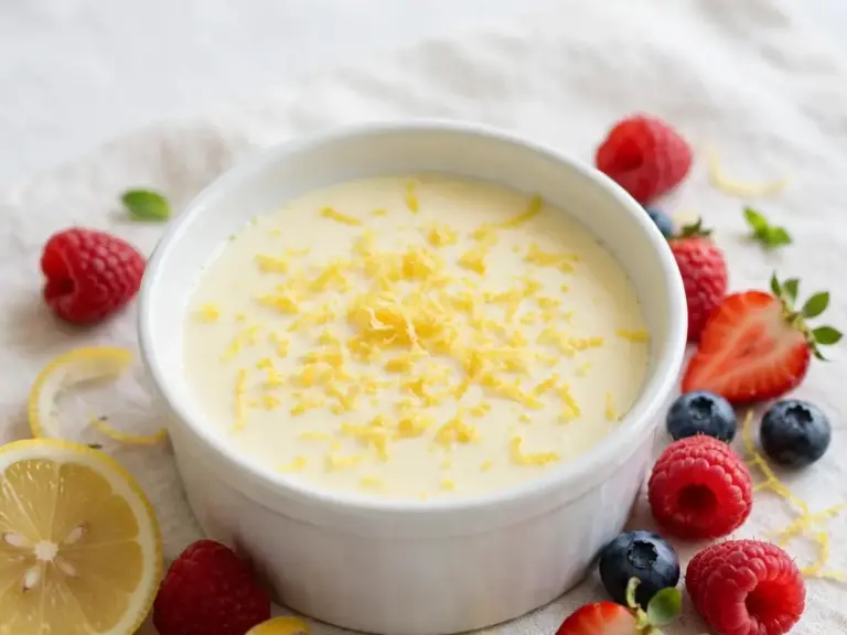 Zitronen-Panna-Cotta mit frischen Beeren