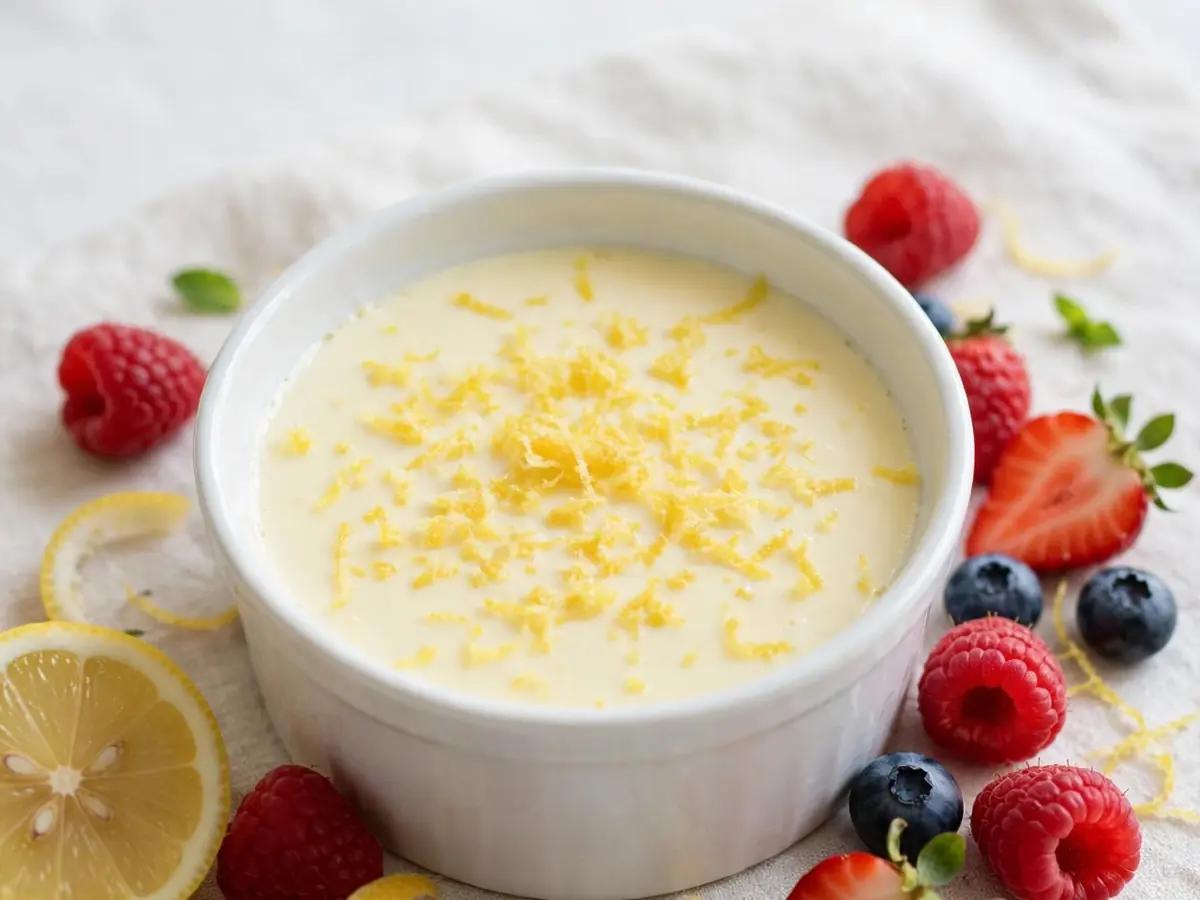 Zitronen-Panna-Cotta mit frischen Beeren